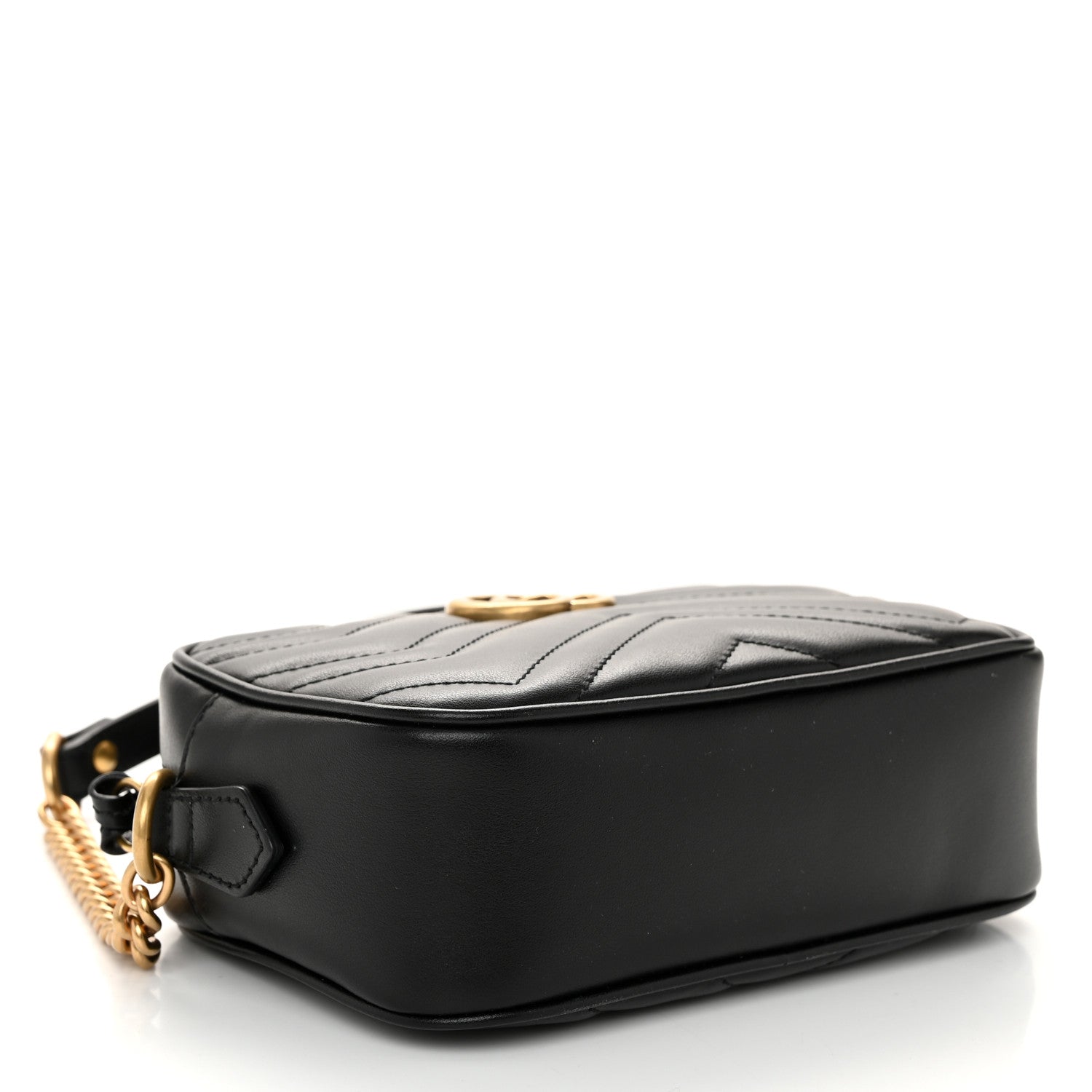 Gucci Calfskin Matelasse Mini GG Marmont Chain Shoulder Bag Black 4 of 10