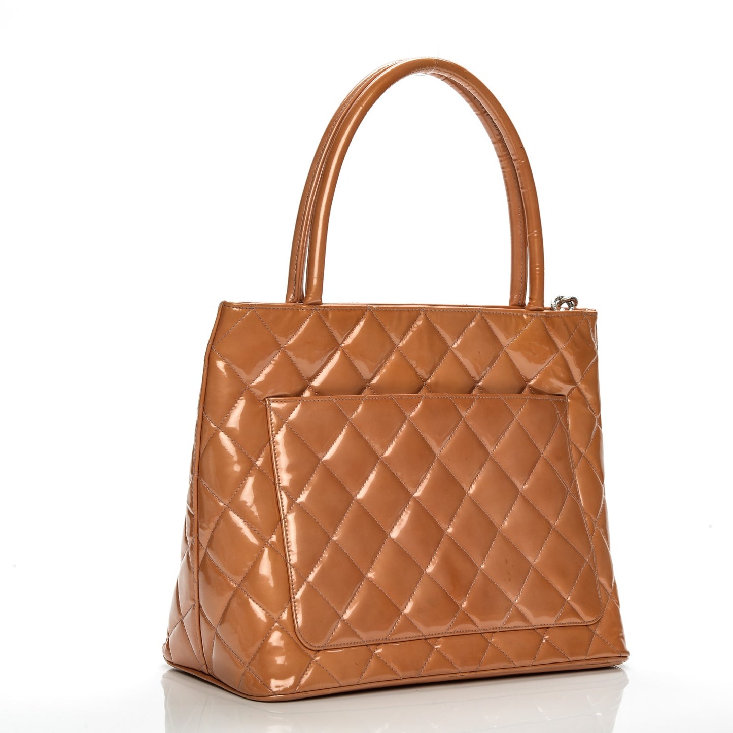 Patent Quilted Medallion Tote Orange