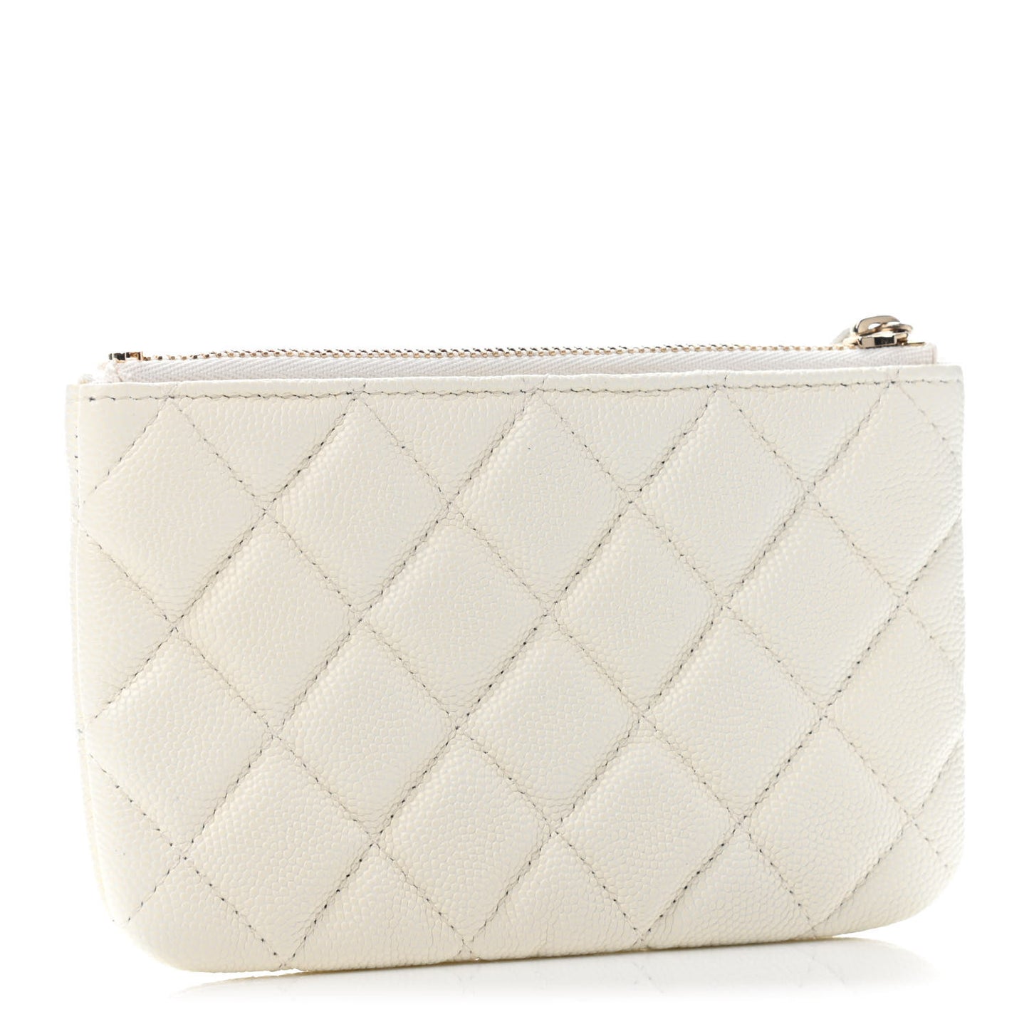 Caviar Quilted Small Cosmetic Case White