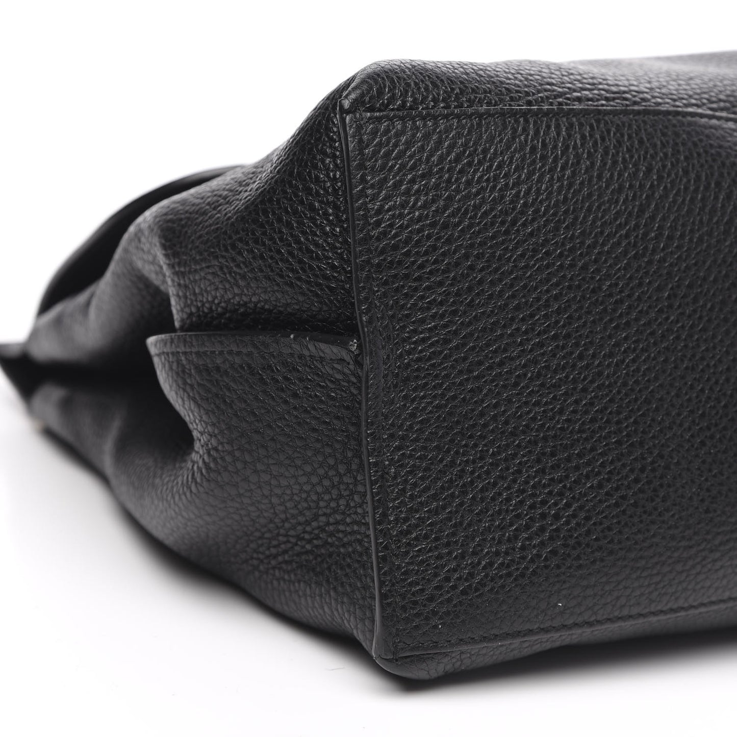 Pebbled Calfskin Large Bamboo Daily Top Handle Bag Black
