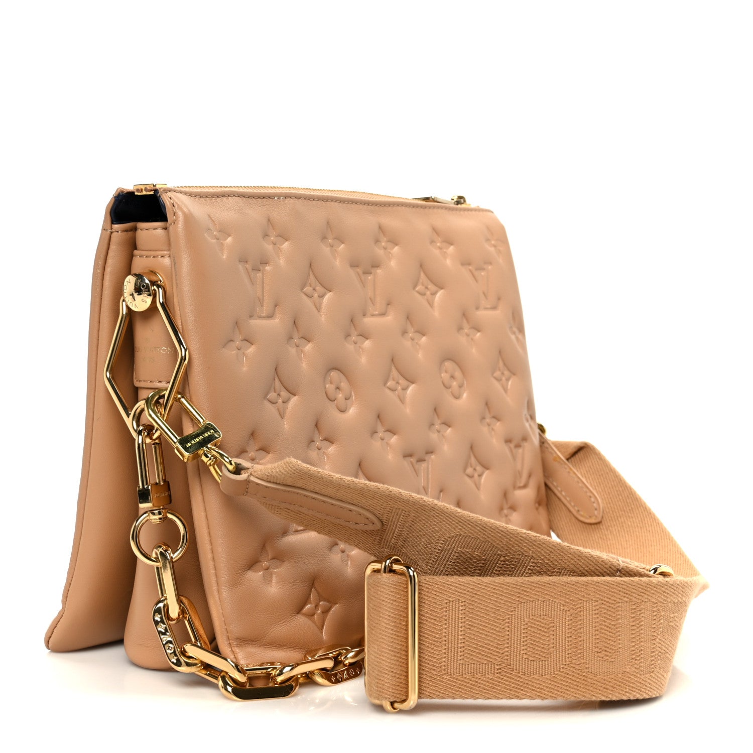 Louis Vuitton Lambskin Embossed Monogram Coussin PM Camel 3 of 12
