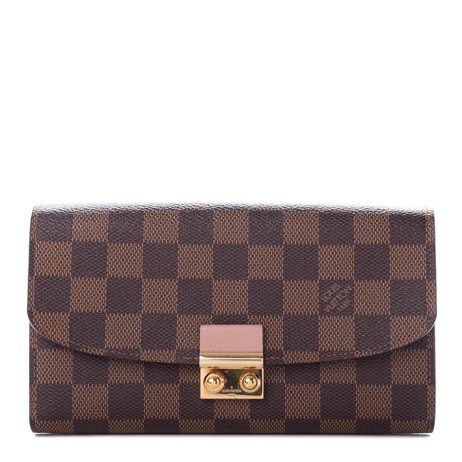 Louis Vuitton Damier Ebene Croisette Chain Wallet Rose Ballerine 1 of 6
