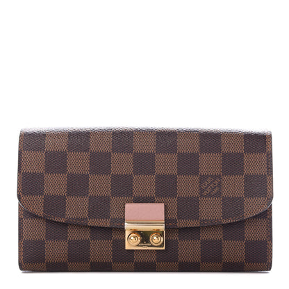 Louis Vuitton Damier Ebene Croisette Chain Wallet Rose Ballerine 1 of 6