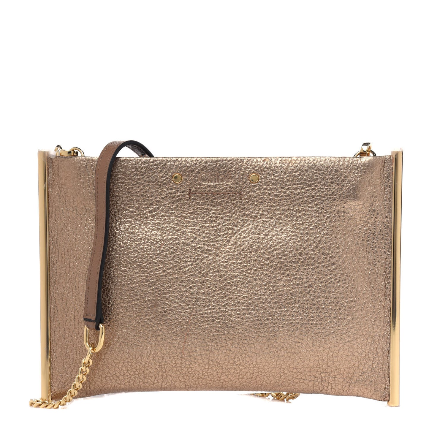 Metallic Calfskin Mini Roy Chain Pouch Gold