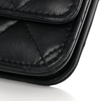 Chanel Lambskin Quilted Wallet On Chain WOC Black 12 of 14