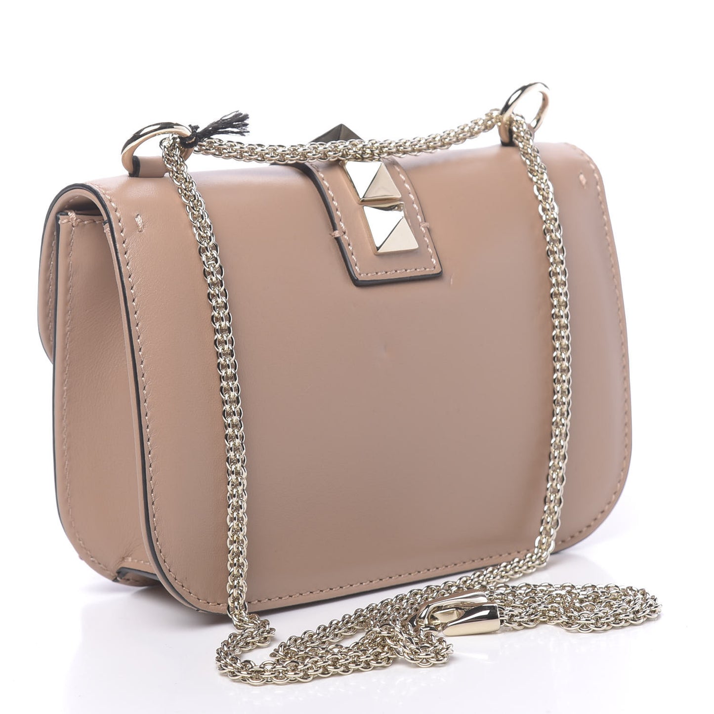 Vitello Small Glam Lock Rockstud Flap Soft Noisette