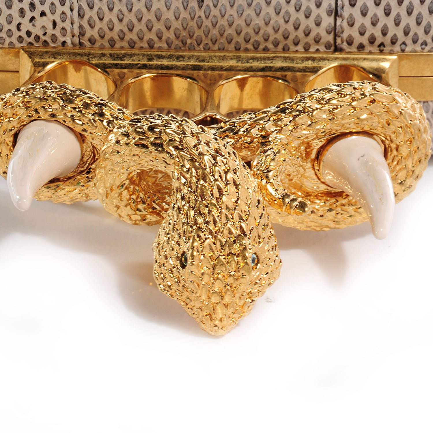 Alexander McQueen Ayers Snakeskin Horn Knucklebox Clutch Vintage Grey 12 of 12
