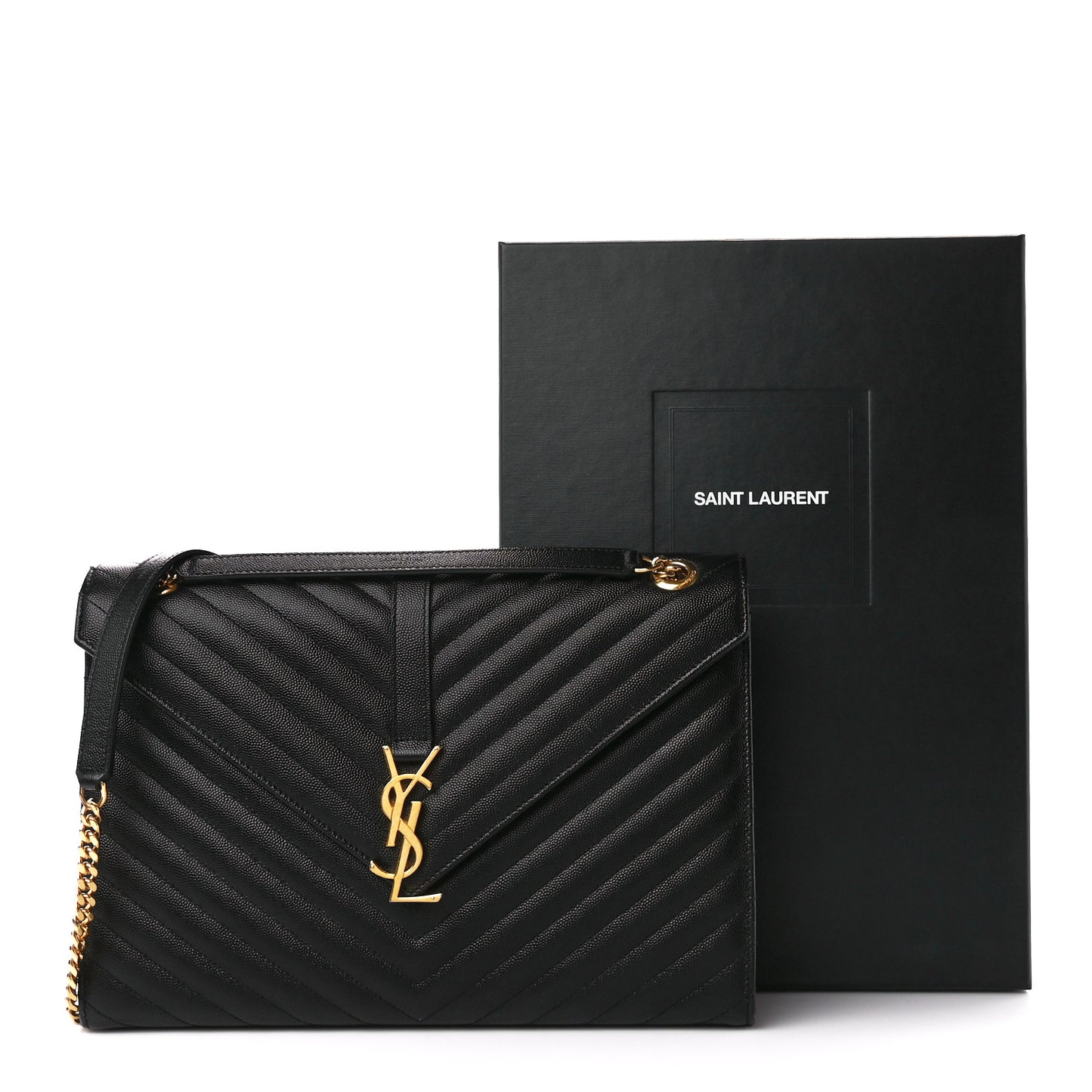 Grain De Poudre Matelasse Chevron Large Monogram Satchel Black