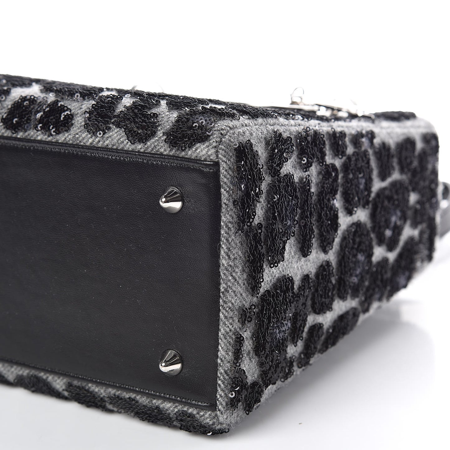 Wool Sequin Embellished Medium Lady Dior Black
