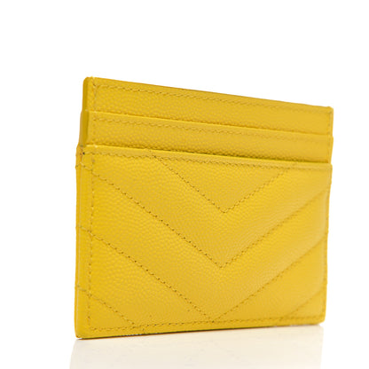 Saint Laurent Grain De Poudre Matelasse Chevron Monogram Credit Card Case Mimosa 2 of 7