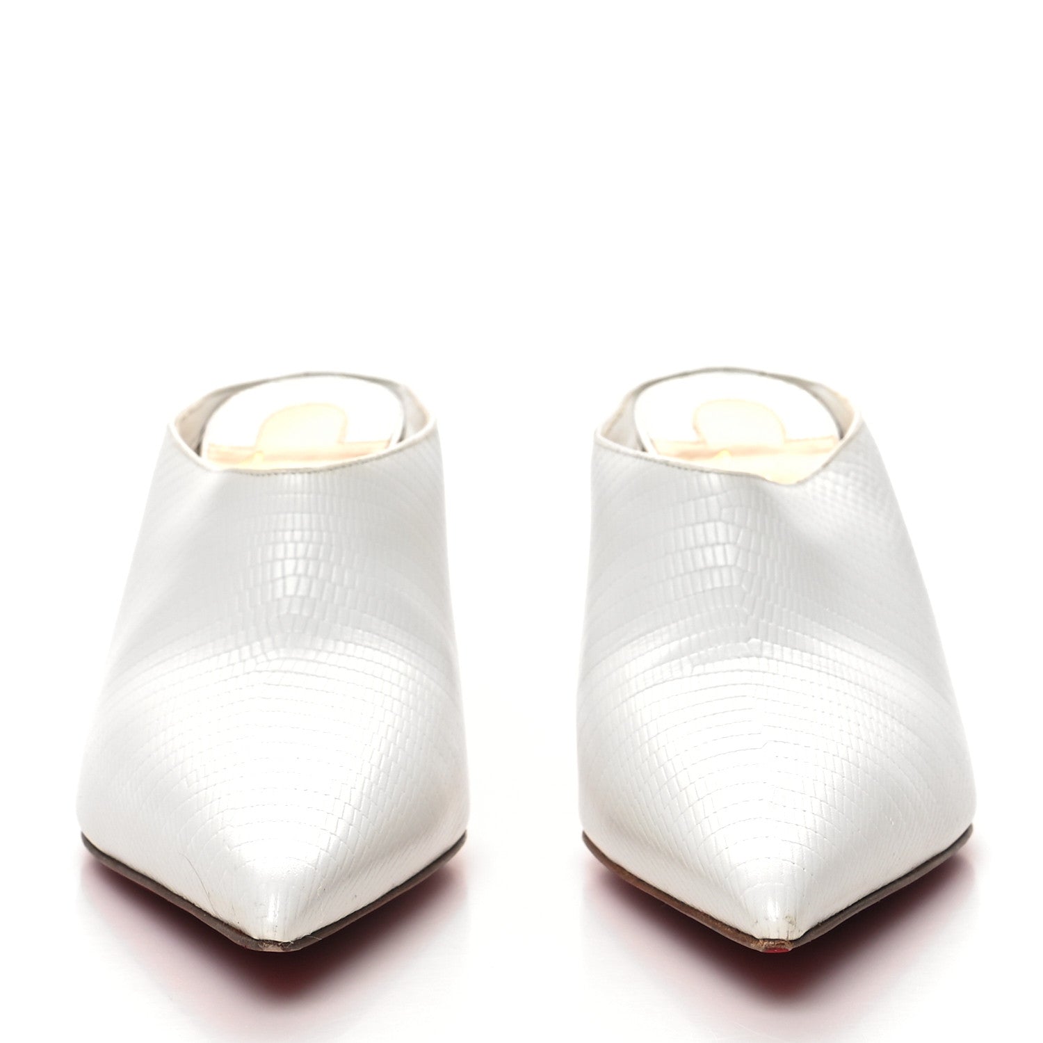 Christian Louboutin Calfskin Lizard Embossed Quart 80 Mules 37 White 2 of 11