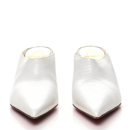 Christian Louboutin Calfskin Lizard Embossed Quart 80 Mules 37 White 2 of 11