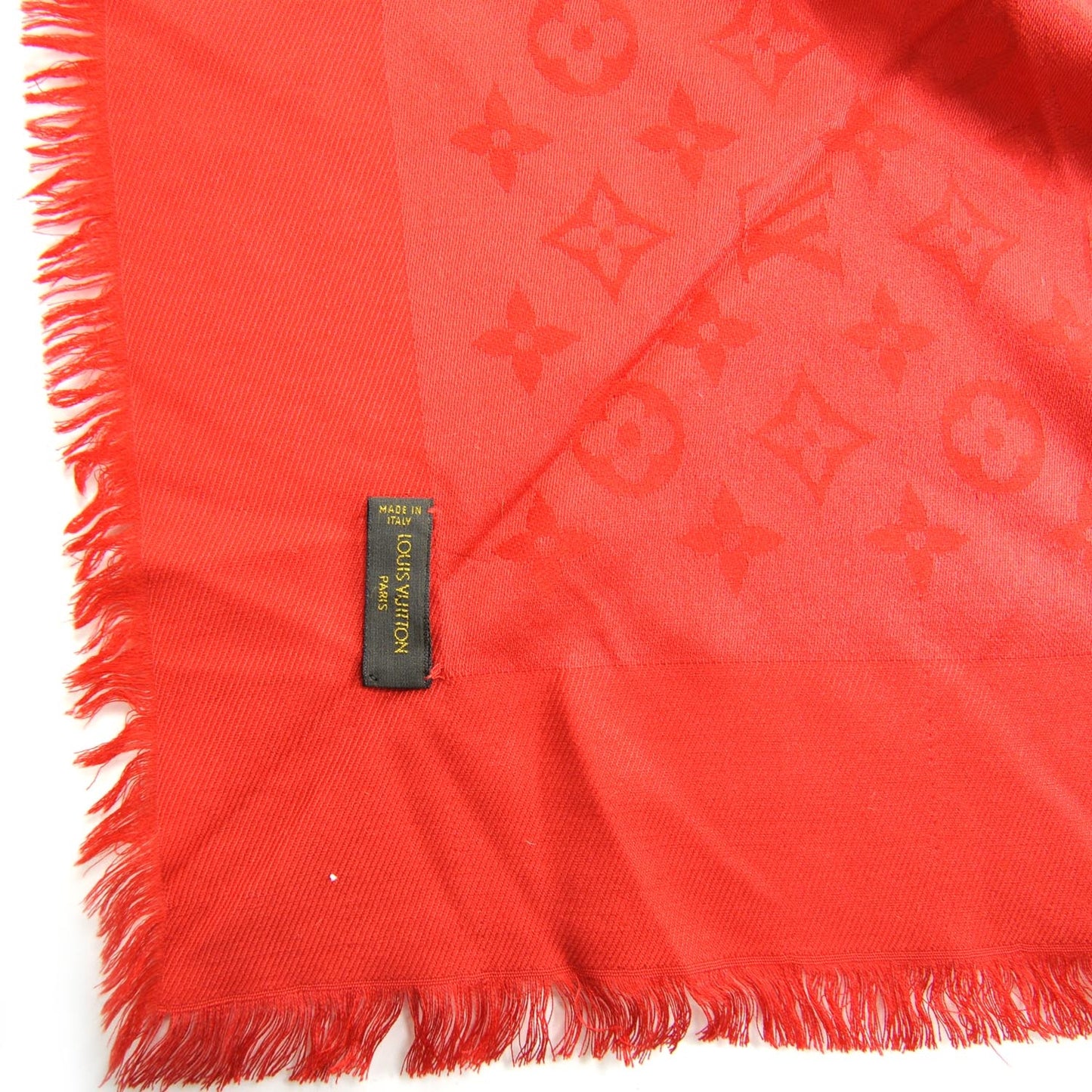Wool Silk Monogram Shawl Red