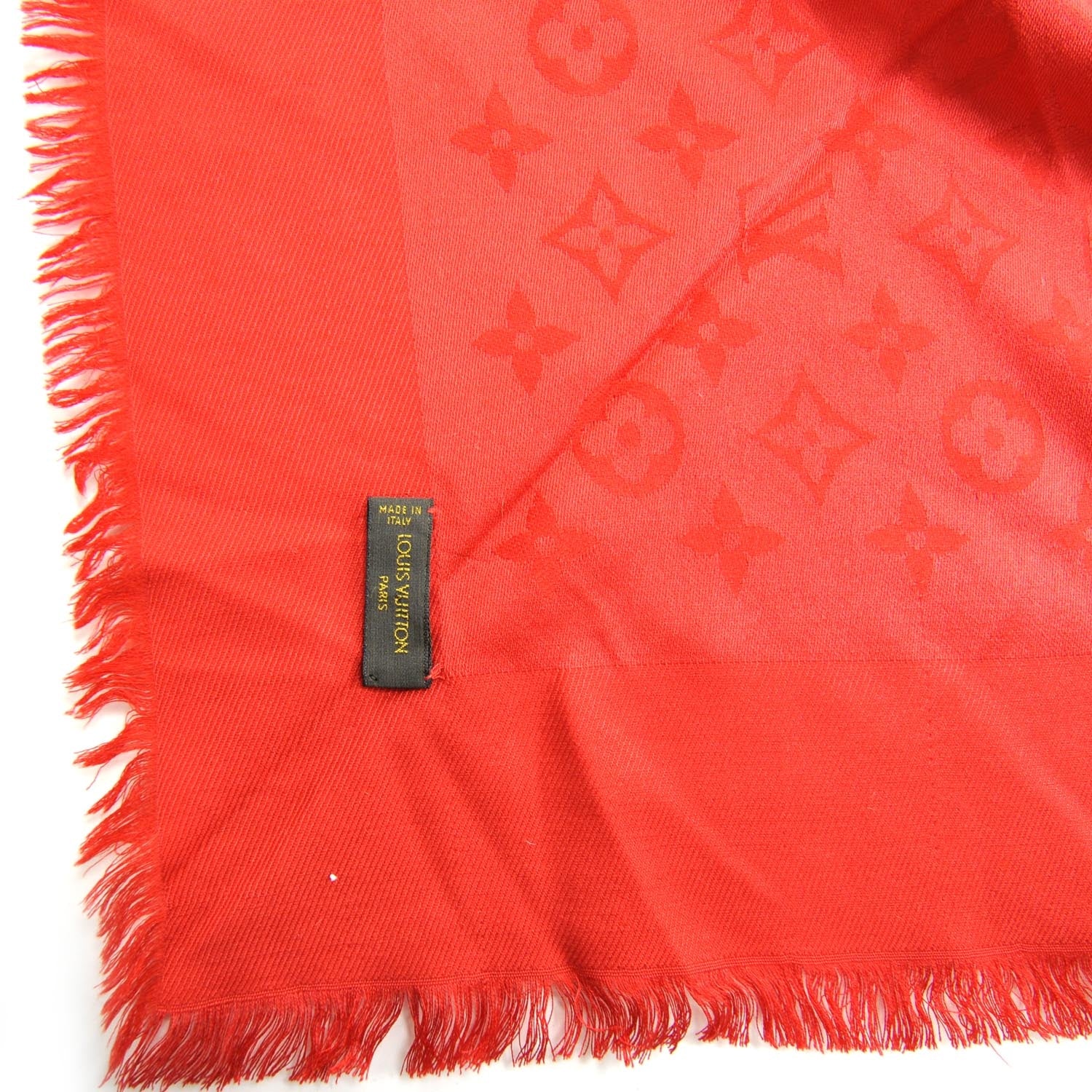 Louis Vuitton Wool Silk Monogram Shawl Red 5 of 6
