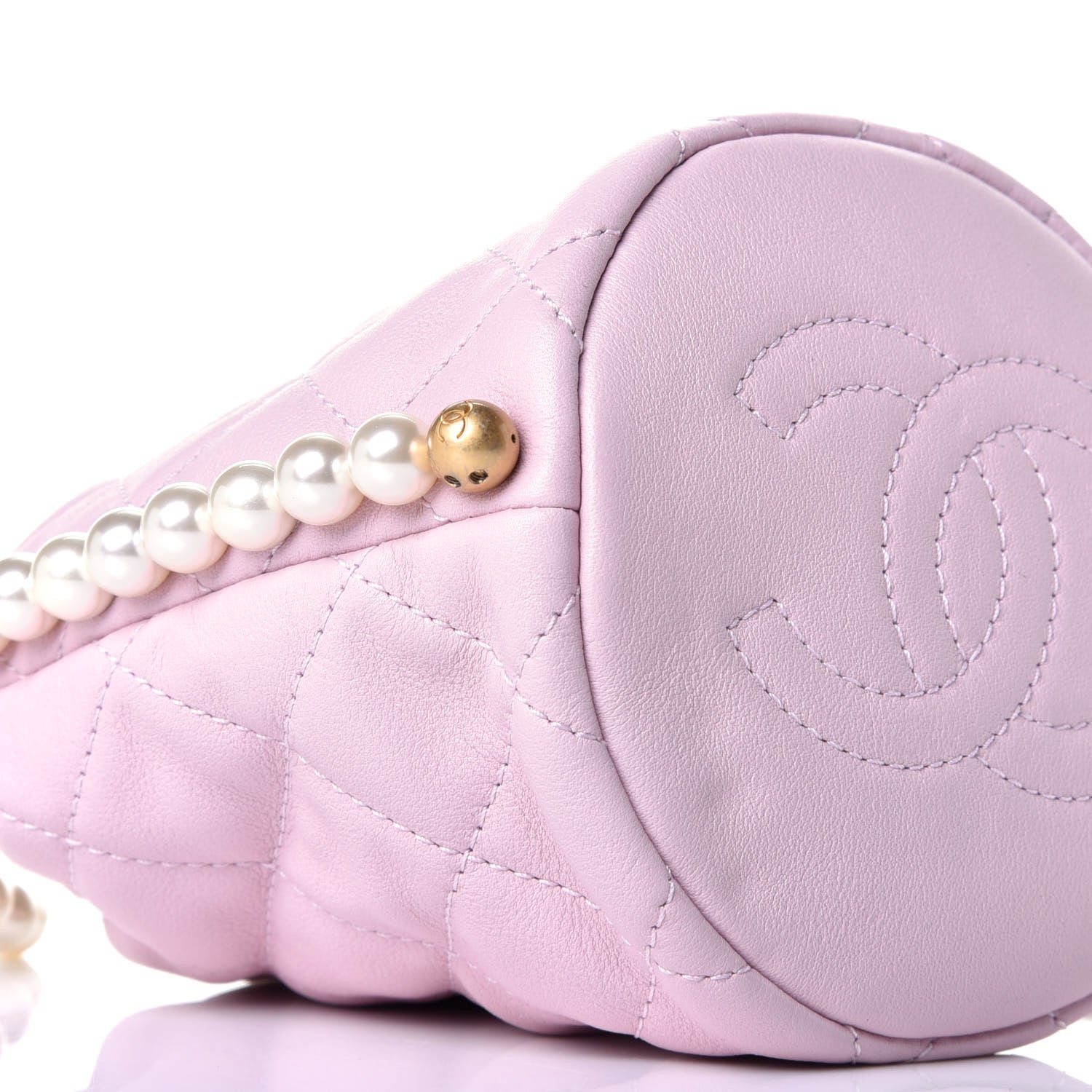 Chanel Calfskin Quilted Pearl Mini About Pearls Drawstring Bucket Light Pink 8 of 11