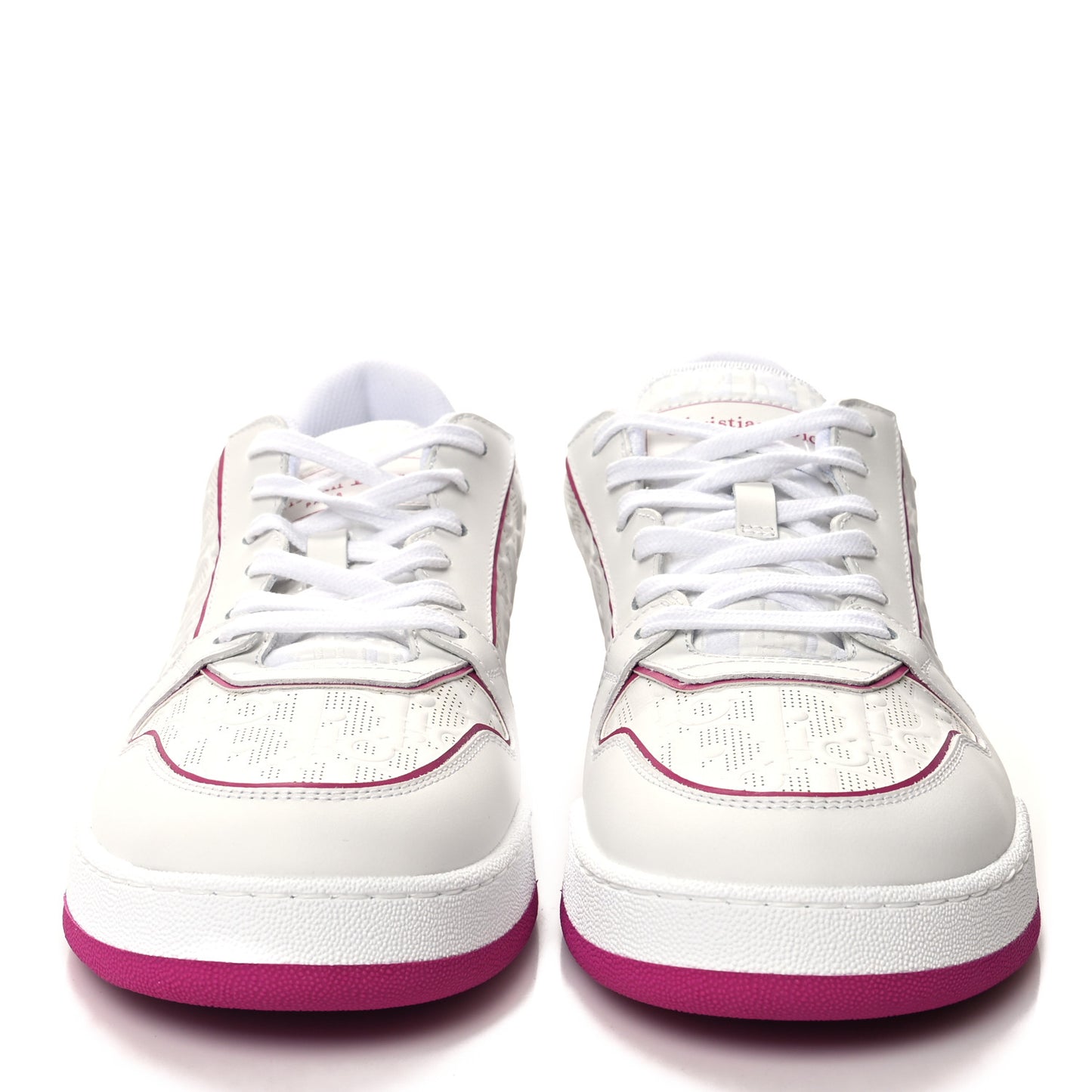 Calfskin Oblique Laser Perforated Dior One Low Sneakers 39 White Fuchsia