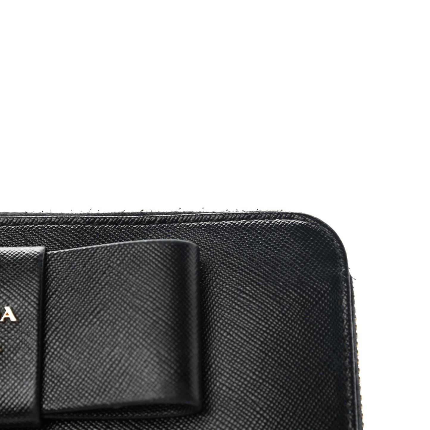Saffiano Fiocco Bow Zip Around Wallet Black