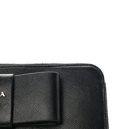 Prada Saffiano Fiocco Bow Zip Around Wallet Black 13 of 17