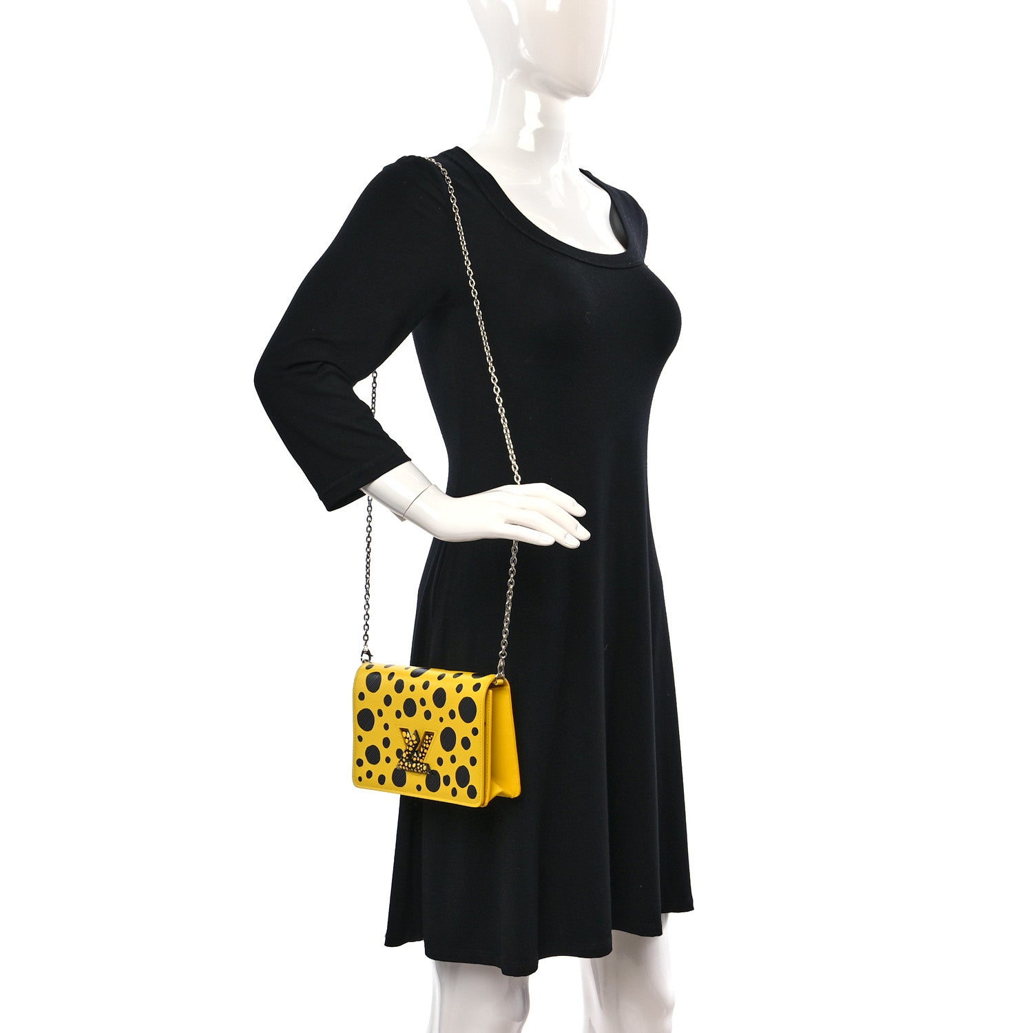 Louis Vuitton LV x YK Epi Infinity Dots Twist Belt Chain Wallet Yellow Black 2 of 10