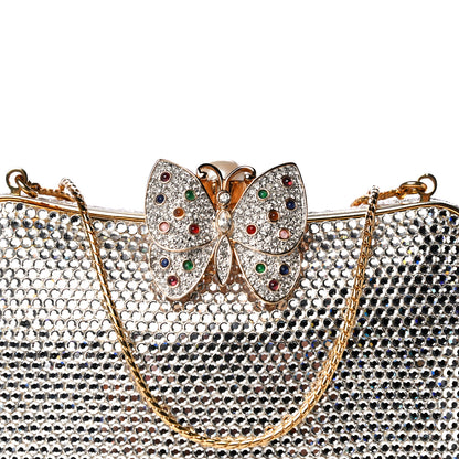 Judith Leiber Swarovski Crystal Butterfly Minaudiere Clutch Silver Gold 9 of 12