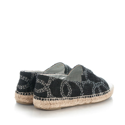 Chanel Tweed Lambskin CC Espadrilles 40 Black Silver 4 of 8
