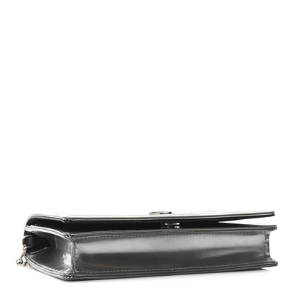 Christian Dior Metallic Patent Micro-Cannage Diorama Wallet on Chain Pouch Silver 4 of 10