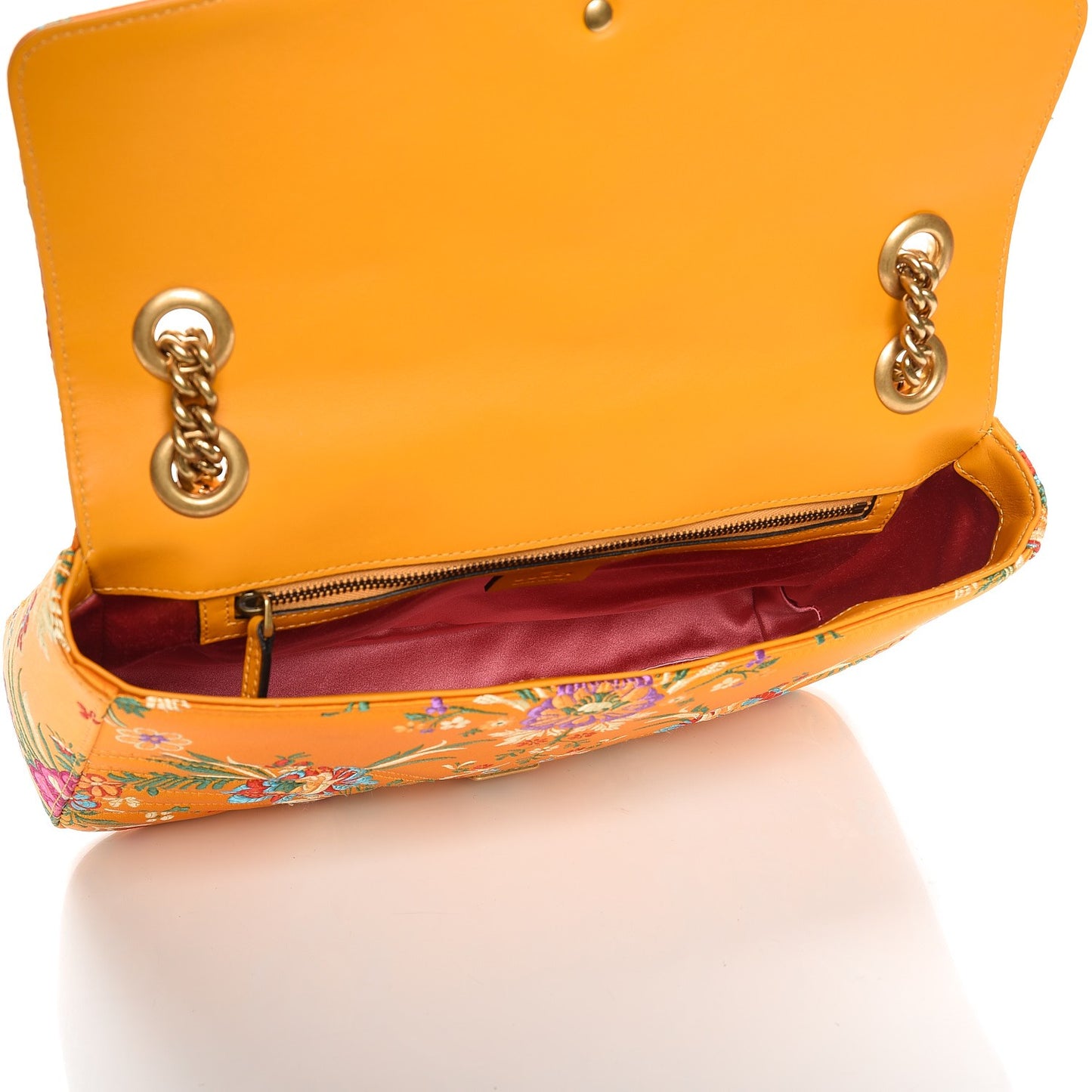 Jacquard Matelasse Floral Medium GG Marmont Shoulder Bag Yellow
