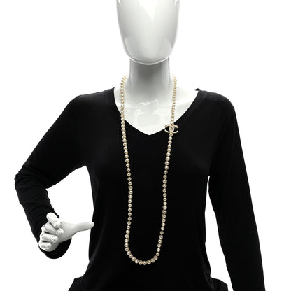 Chanel Metal Pearl Chain CC Long Necklace Gold 4 of 4