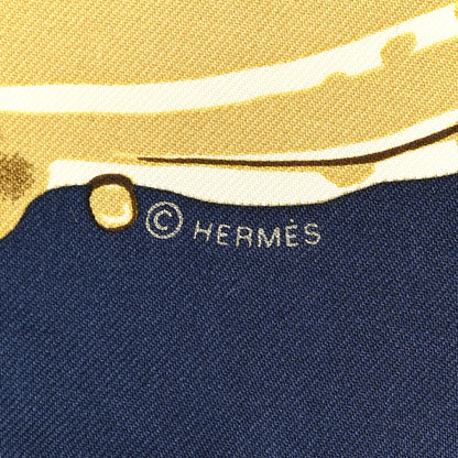 Hermes Silk Peinture Fraiche Scarf 45 Bleu Black Bronze 3 of 5