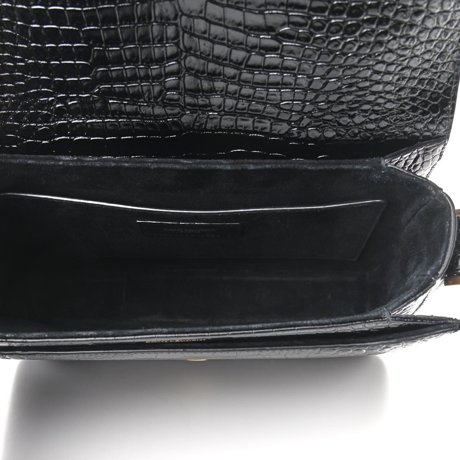 Saint Laurent Patent Crocodile Embossed Calfskin Le 61 Shoulder Bag Black 5 of 9
