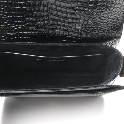 Saint Laurent Patent Crocodile Embossed Calfskin Le 61 Shoulder Bag Black 5 of 9