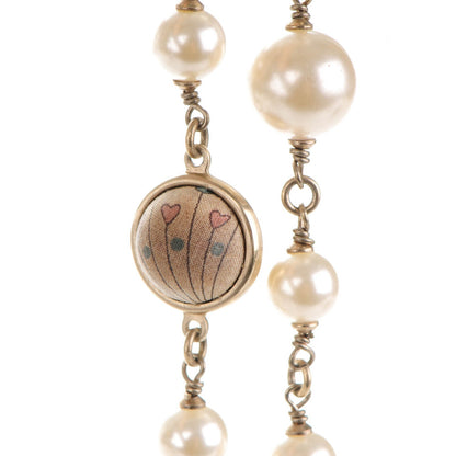 Chanel Pearl Enamel Silk CC Long Necklace Pink Gold 5 of 6