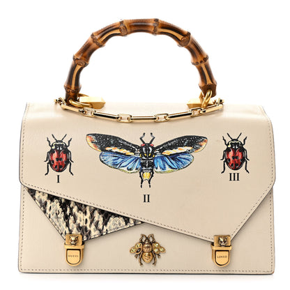 Gucci Calfskin Snakeskin Studded Small Ottilia Top Handle Bag White 1 of 14