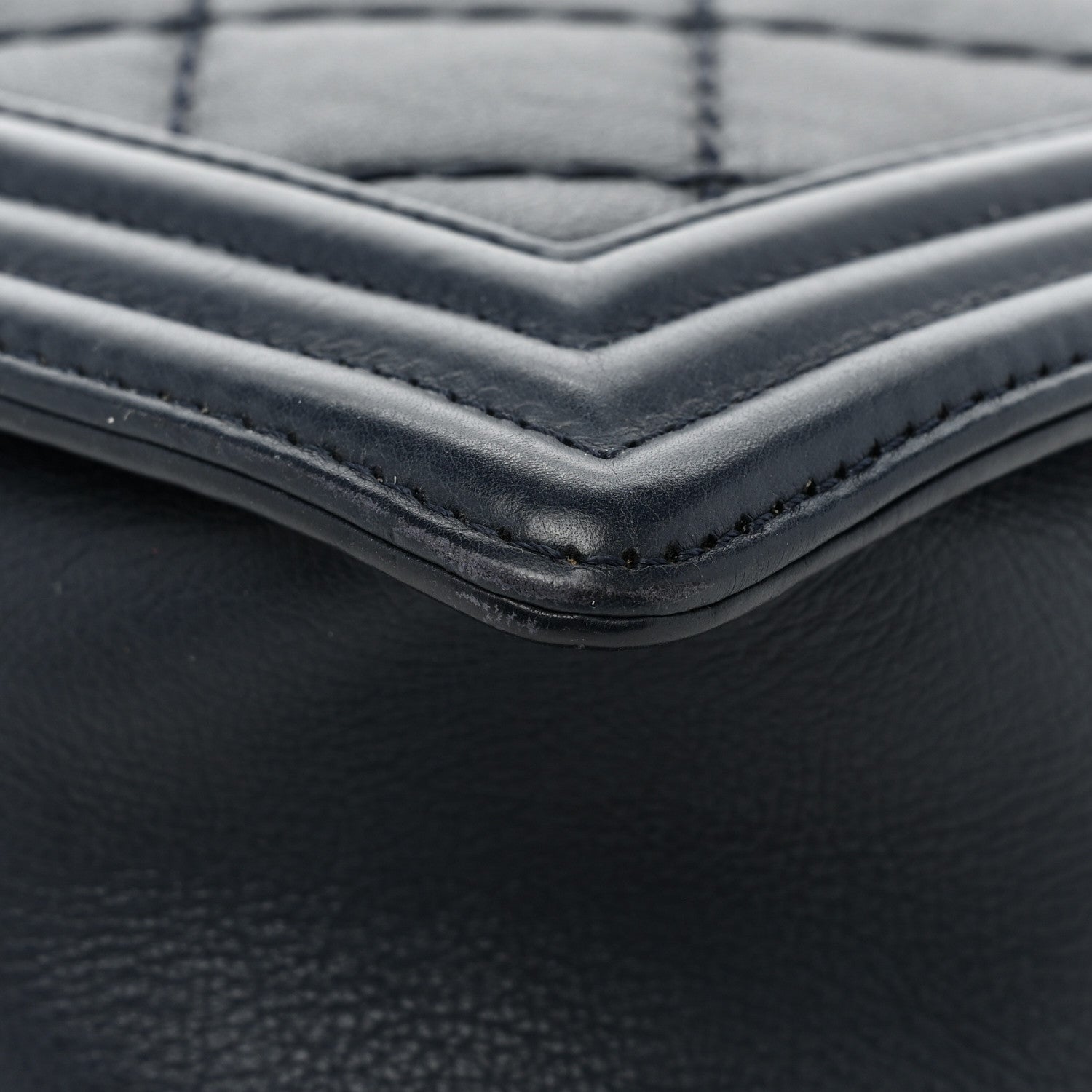 Chanel Calfskin Double Stitch Large Boy Flap Navy Blue 17 of 19