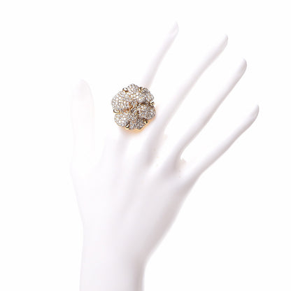 Chanel 18K Yellow Gold Diamond Camellia Ring 5.25 2 of 9