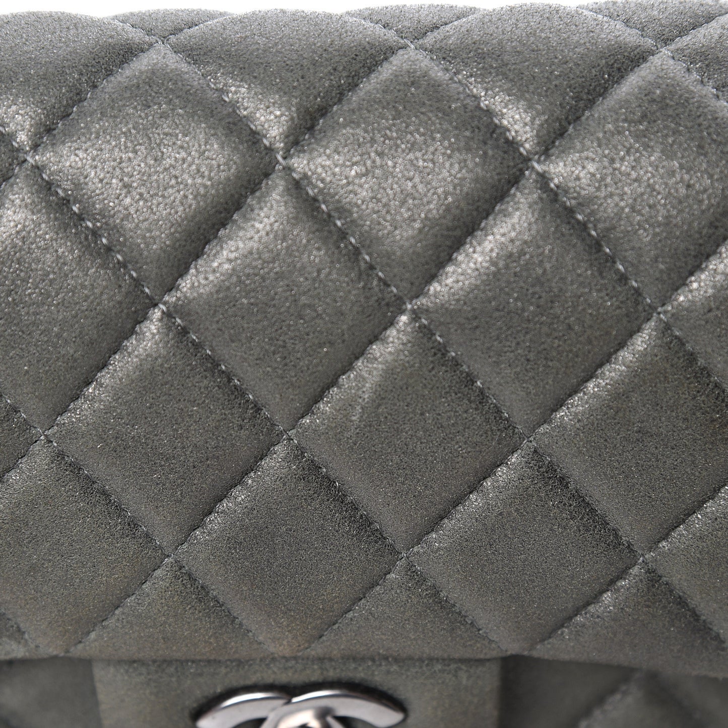 Iridescent Lambskin Quilted Mini Rectangular Flap Khaki