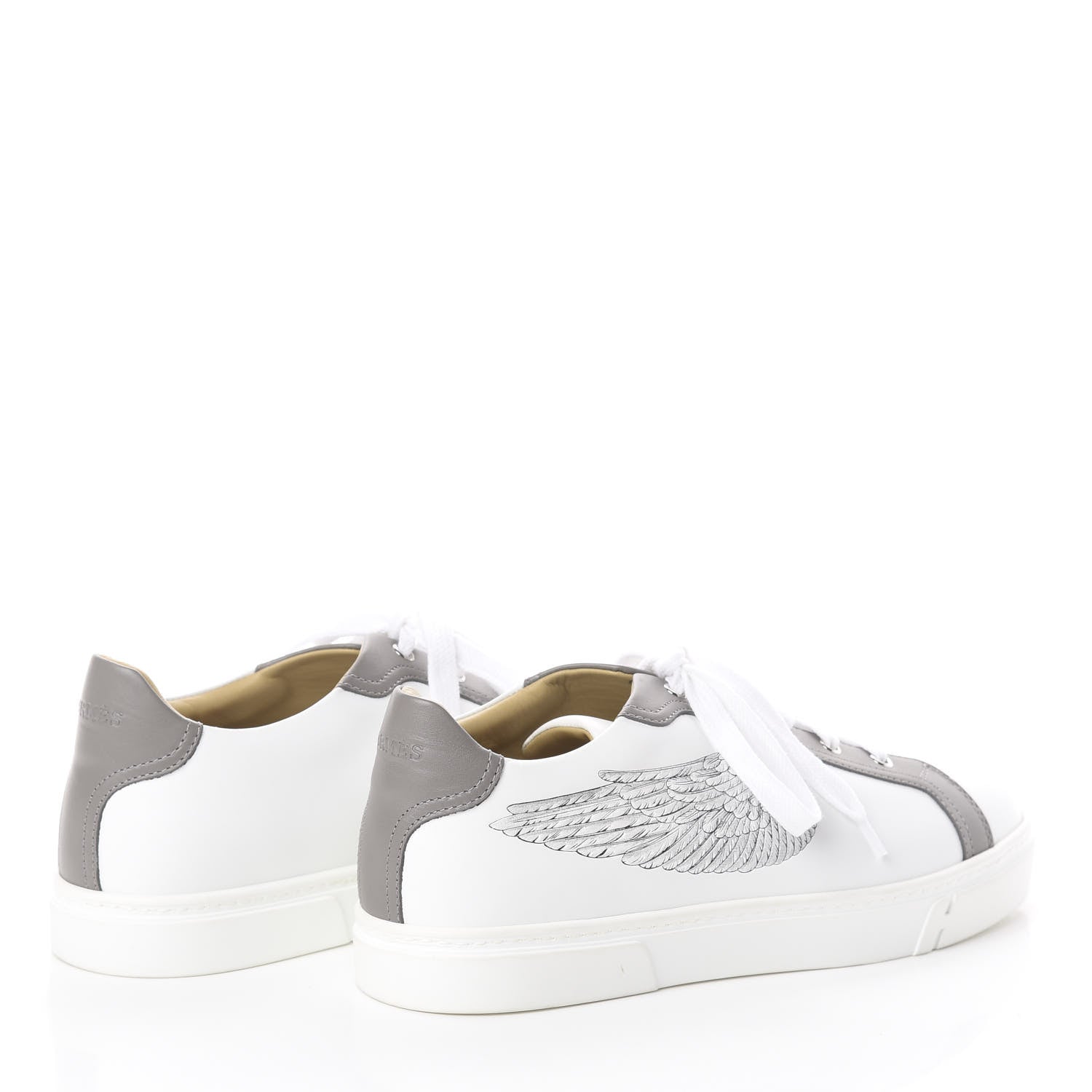 Hermes Calfskin Mens Wing Sneakers 43 White Grey 4 of 7