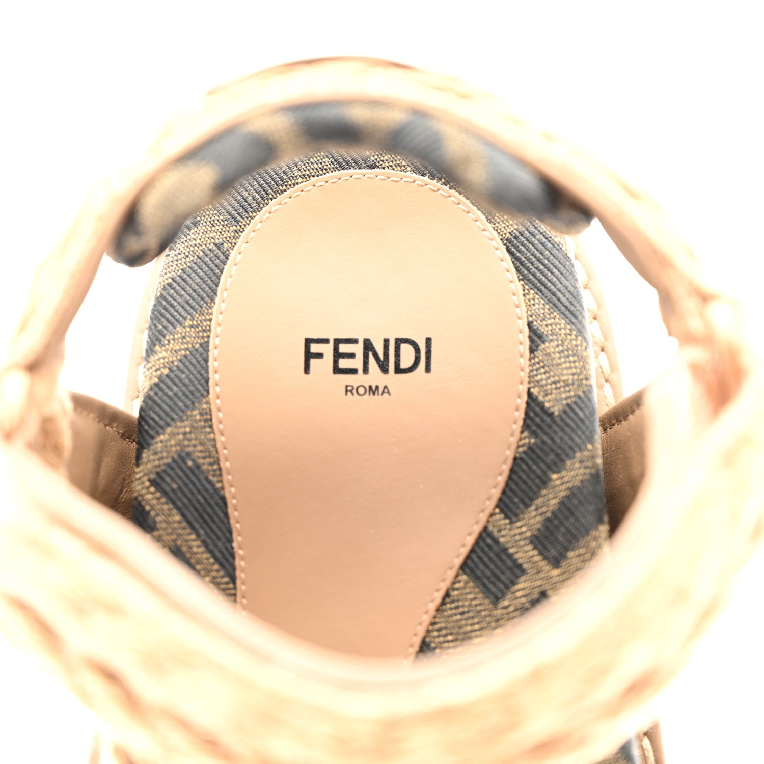 Fendi Braided Fabric Jacquard FF Fendi Feel 25mm Sandals 38.5 Sughero Black Tabacco 8 of 8