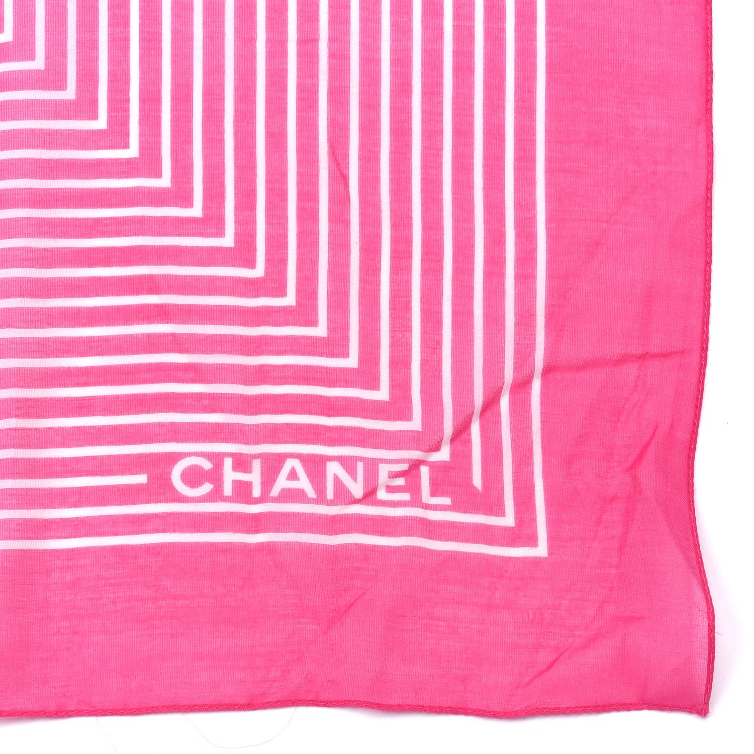 Chanel Cotton Silk CC Striped Stole Pink White 2 of 3
