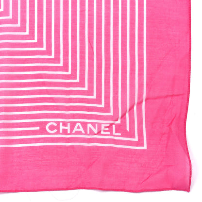 Chanel Cotton Silk CC Striped Stole Pink White 2 of 3