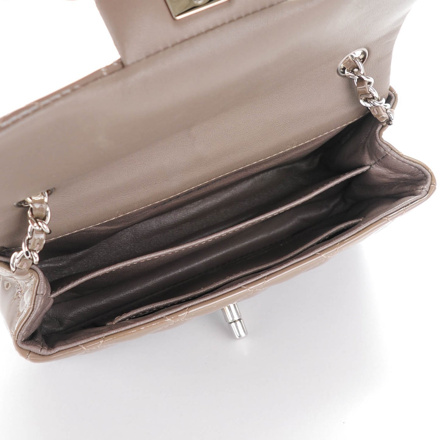 Patent Quilted Extra Mini Flap Grey