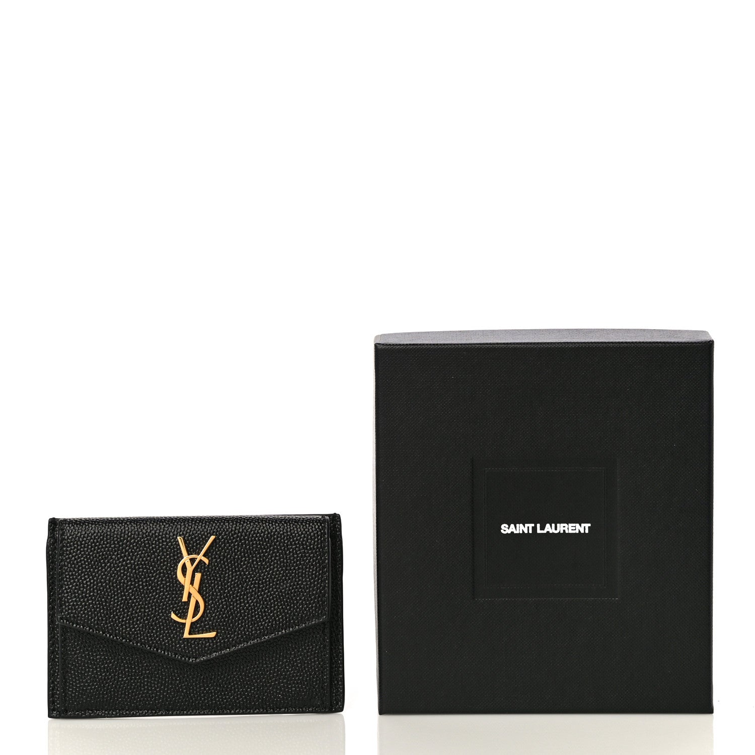 Saint Laurent Grain De Poudre Uptown Monogram Card Case Black 10 of 10