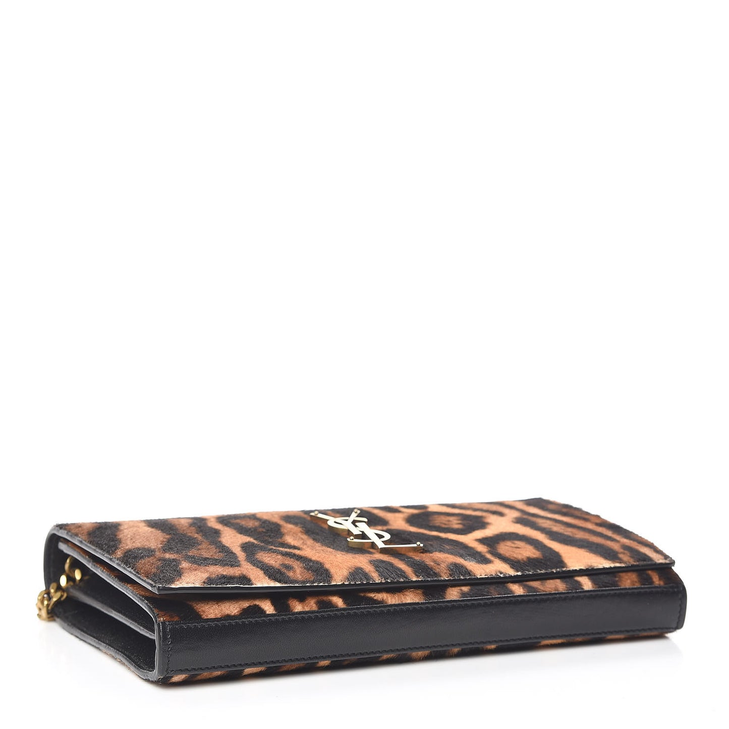 Calf Hair Monogram Chain Wallet Leopard