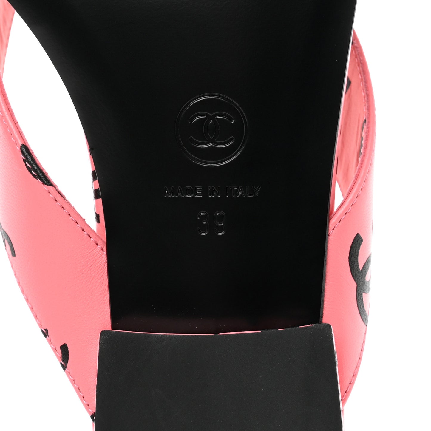 Lambskin Printed CC Thong Sandals 39 Pink Black