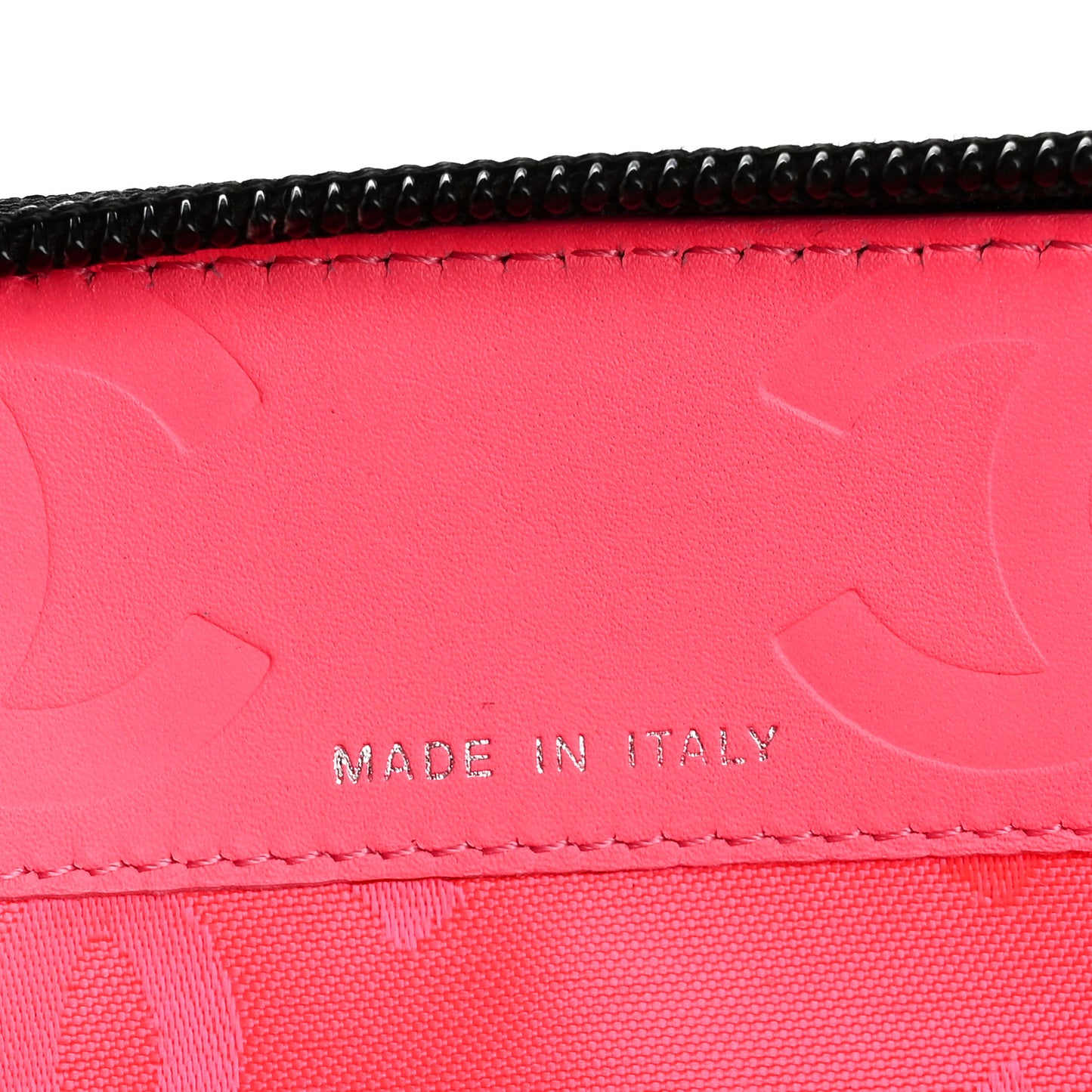 Calfskin Cambon Zip Around Organizer Wallet Black White