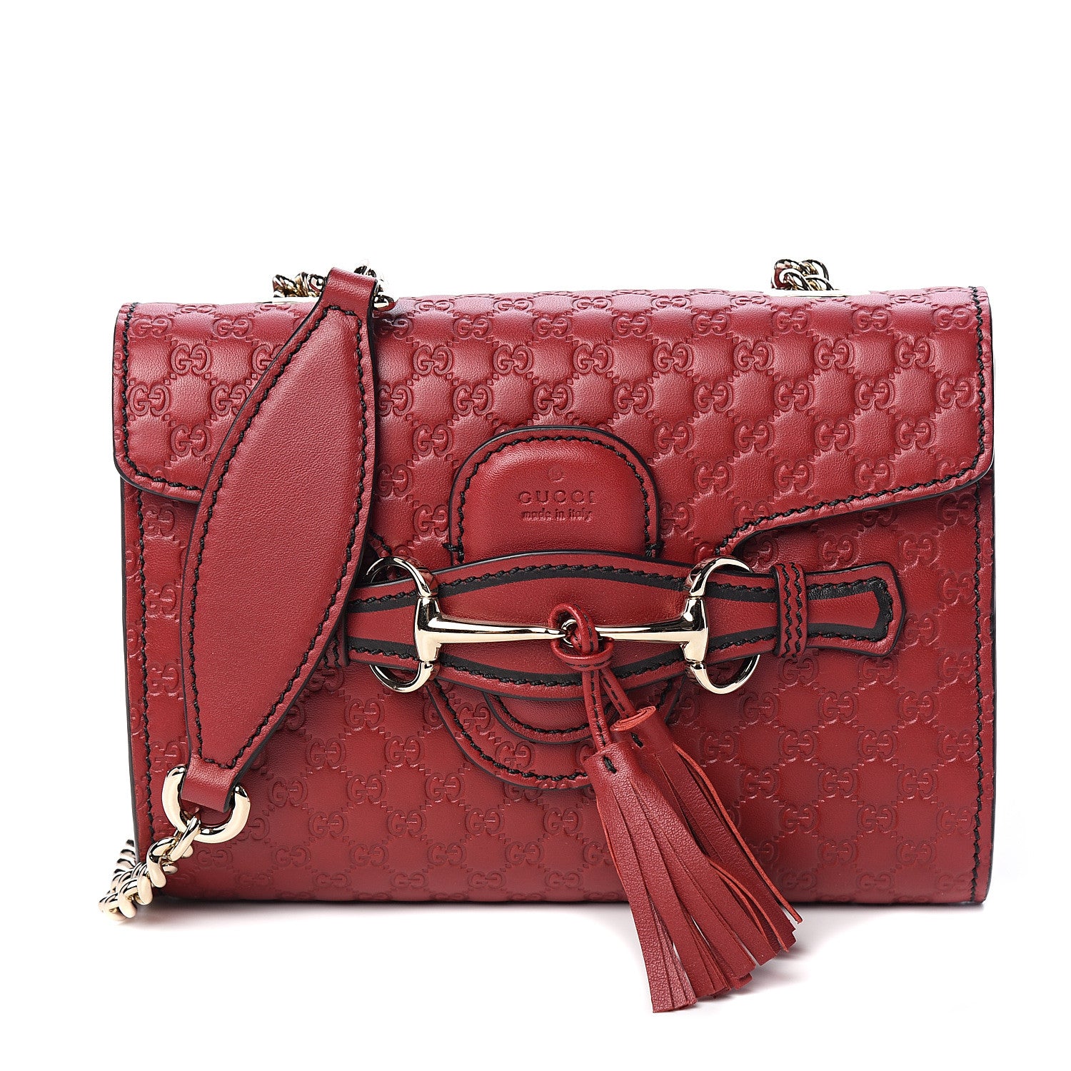 Gucci Soft Microguccissima Mini Emily Chain Shoulder Bag Rosso 1 of 8