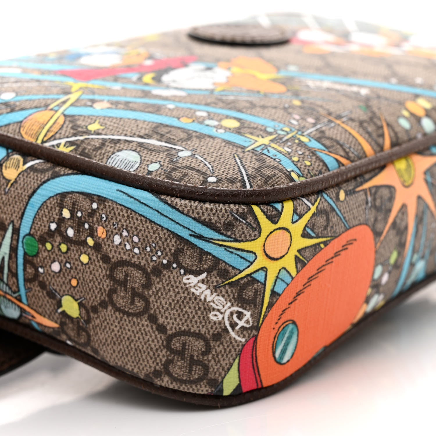 Gucci X DISNEY GG Supreme Monogram Donald Duck Small Interlocking G Belt Bag 90 36 Beige Multicolor New Acero 9 of 10