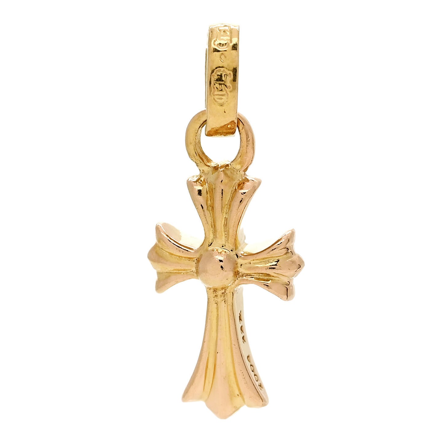22K Yellow Gold Diamond Baby Fat Cross Pave Pendant