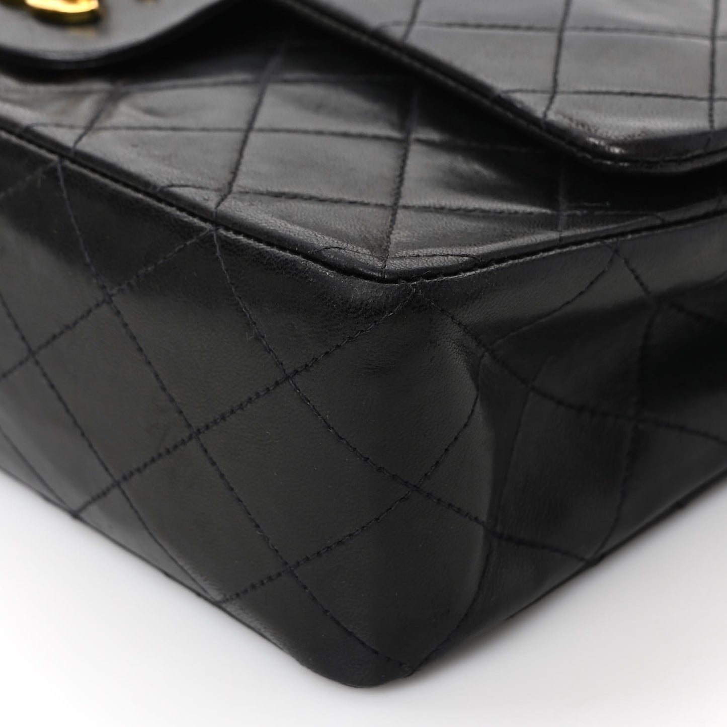 Lambskin Quilted Medium Double Flap Black
