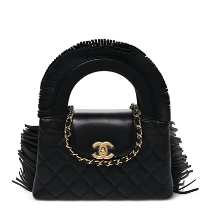 Chanel Lambskin Fringe Nano Kelly Shopper Black 1 of 10